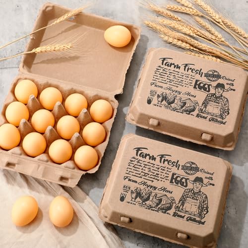 Honeydak 50 Pcs Egg Cartons Bulk 12 Count 3x4 Style Pulp Paper Egg Tray Dozen Reusable Container Holder Storage Box for Supermarkets Fresh Kitchen Vegetable Family Farm Markets