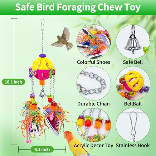 Bird Toys, Parrot Pullable Colorful Chew Sneakers Acrylic Stick Chew Toys for Amazons Mini Macaws African Greys Cockatoos Conures,Cockatiels, Lovebirds，Parrotlet，Eclectus (Pink and Yellow) - color: Pink and Yellow