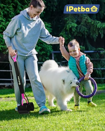 32" Long Handle Dog Pooper Scooper for Yard – No Bending, Clean Pickup on Grass, Gravel & Sand, Easy to Clean & Durable - color: Rose Pink