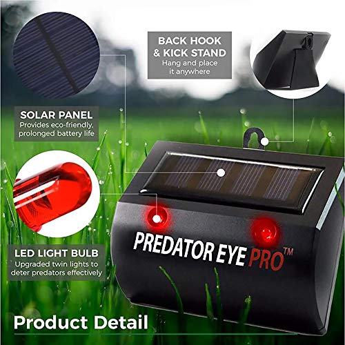 ASPECTEK Predator Eye PRO Solar Animal Repeller - 2 Pack, Red Flashing Light Deterrent for Cats, Dogs, Foxes, Birds, Skunks, Deer and Raccoons, Outdoor Pest Control for Garden, Farm, Fence and Coop - style: Predator Eye Pro