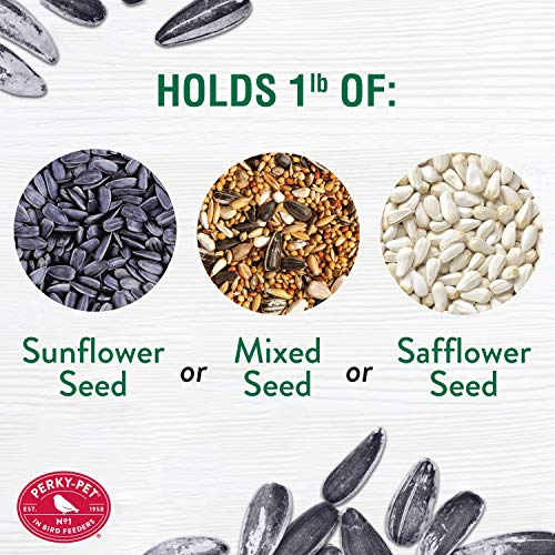 Perky-Pet Clear Outdoor Window Bird Feeder with Strong Suction Cups – 1 Lb Seed Capacity - Perky Pet 347 - Entertaining Bird Feeding - Great Gift Idea, Outdoor Decor - size: 1 LB Capacity