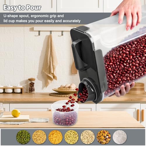 Rice Storage Containers, 20 LB Rice dispenser with Pouring Spout Large Bin for Flour, Pasta, Grain and Baking, Pet Dog Cat Bird Food Container Grey - color: 20lb grey