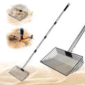 10inch Large Metal Chicken Poop Scooper, Chicken Poop Scooper for Sand with Adjustable Stainless Steel Handle, Chicken Coop Scooper for Sand Suitable for Chicken Coops, Rabbit Coops, Stables, Gardens - size: 2.3"L x 10.0"W x 64.0"H
