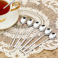 Long-handled Mirror-Finish Small Round Stainless Steel Spoon, Suitable for Scooping Bird's Nest, Honey, Coffee, Milk Powder, Sugar, Cocoa Powder and Other Foods & Desserts (6pcs 6.7", Silver) - size: 6.7in, style: 6Pcs Silver