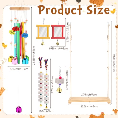 Soulchen 6 Pieces Chicken Toys for Coop Chicken Wind Chime Enrichment Toys Kits Chick Mirror with Bells Swing Hanging Chick Beak Grinding Calcium Stone for Coop Hens Chicks Poultry Birds Parrots - style: Chick Beak Grinding Calcium Stone