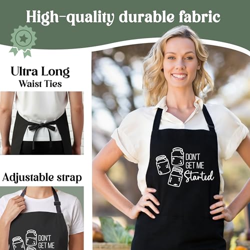 Don't Get Me Started Sourdough Apron for Women with Large Pockets - Funny Baking Aprons, Adjustable Kitchen Apron for Bread Making, Grilling - Unique Sourdough Gifts for Bakers & Moms - C20 - color: Don't Get Me Started