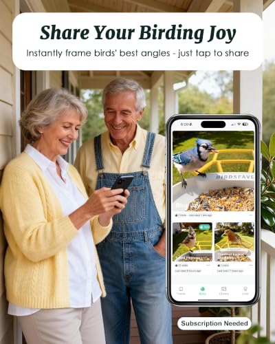 Bird Feeder with Camera Solar Powered 2K Video with 32GB Card Auto Capture | Instant App Alert, AI Identify, Easy Refill, 1.8L Capacity, IP65 Weatherproof, Pole/Bracket Mount, 3 DIY Add-ons, 2.4G Wifi - color: Yellow
