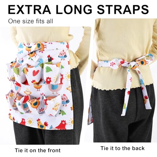 Egg Collecting Apron for Kids, Chicken Egg Apron with 8 Pockets, Eggs Aprons for Fresh Eggs for Hen, Duck, Goose - color: Cartoon Chicken