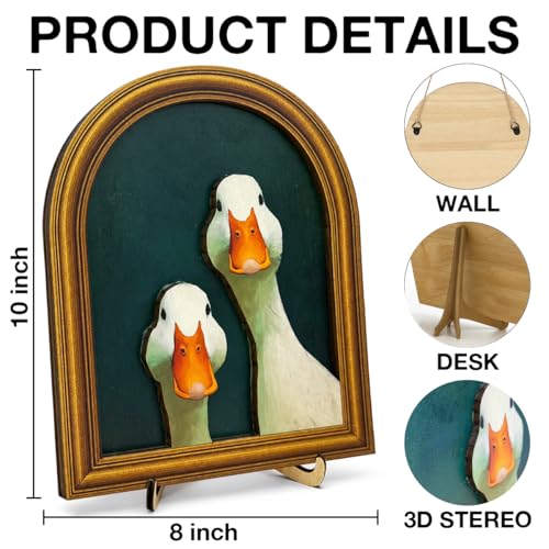 3D Vintage Cute Goose Table Decor Wall Art Sign Framed Vintage Decor | Rustic Couple Goose Wall Art Sign - Vintage Animal Farmhouse Home Decor for Wall Mount and Tabletop 8x10 Inch - color: Goose