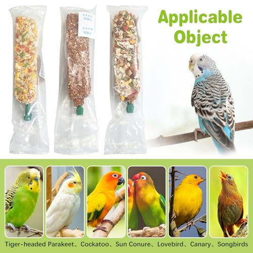 Parakeet Treats Sticks 3 PCS Bird Cereal Treat Natural Parrot Chewing Toys for Cockatiel Conure Lovebird Budgie Canary Finch(6.7inches,2.12ounce)