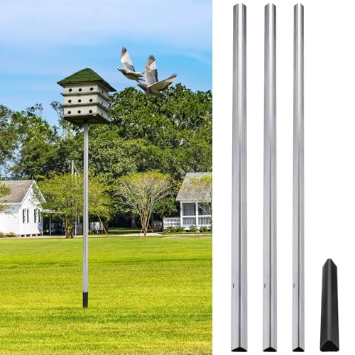 Tandefio 15 ft Telescoping Purple Martin House Pole with Ground Socket Heavy Duty 3-Section Telescoping Pole Purple Martin Bird House Heavy Duty Accessories(1 Pcs) - size: 15 ft