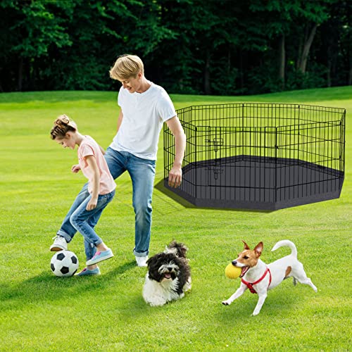 Artmalle 24-Inch Dog Playpen with Bottom Pad, 8-Panel Rustproof Fence | 24-inch rustproof 8-panel dog playpen with bottom pad helps protect floors and folds flat for indoor or outdoor use. - style: 24'' x 24'' with Bottom cover