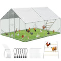 ACEPIC 10x13x6.5ft Metal Chicken Coop with Roosting Perch & Security Lock | Walk-in Poultry Cage with Waterproof & UV Resistant PE Top, Predator-Proof Hen Run - size: 118.11"L x 157.48"W x 78.74"H