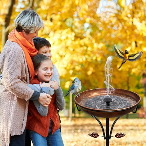 Metal Bird Bath for Outdoor, Vintage Free Standing Birdbathswith Metal Stake Stand,Detachable Bird Baths Feeder Bowl for Garden Patio Yard Lawn Decor,Upgraded 5-Pronged Base (Antique Bronze) - color: Vintage Bronze