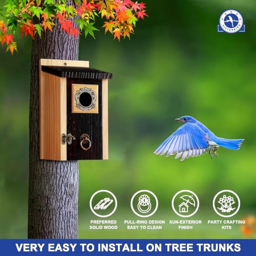 SISTERBIRD Bluebird Houses for Outside, Blue Bird House, Assembly Required - color: Deeply Burnt Vintage Hue -- 1PK
