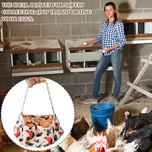 2 Pieces Egg Basket Mini Egg Collecting Bags Gathering Basket with 7 Pouches for Farmhouse Chicken Hen Duck Goose Housewife Garden Transporting Storage, 8 x 2.6 Inch(Cute) - color: Cute
