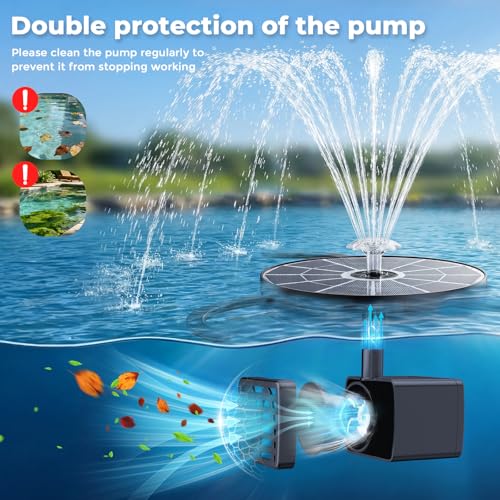 AISITIN 3.7W Solar Bird Bath Fountains with Upgraded 6.3" Glass Panel | Solar Water Fountain Pump with Integrated Bracket & Storage Design for Garden, Pond, Aquarium and Outdoor Use