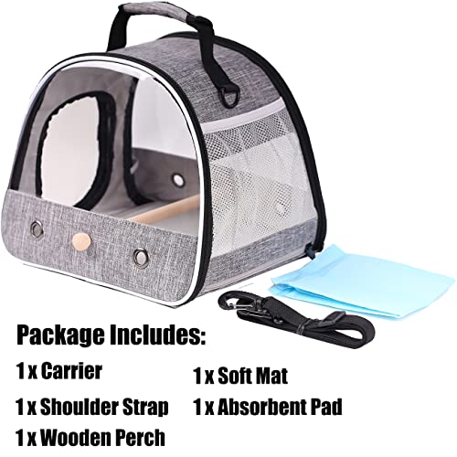 Small Bird Travel Carrier, Portable Bird Travel Cage for Parakeet, Parrot, Budgie, Guinea Pig, Bearded Dragon Reptile Carrier for Hiking Vet Visit Bicycle Ride (Grey) - color: Grey