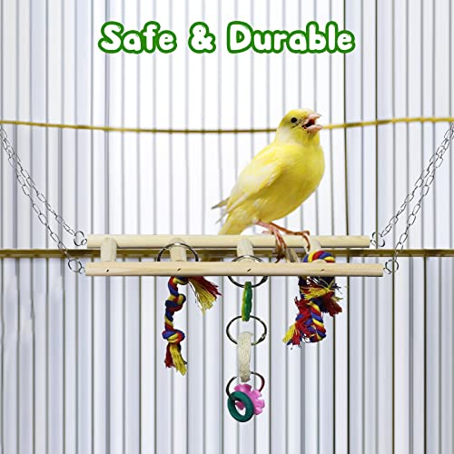 BWOGUE 7 Pack Bird & Parrot Toys, Bird Cage Toys for Conures, Wood Chew Set | Natural Wood, Bird Toys & Conure Toys, Climbing & Hanging Play, Hammock Rest, Corn Leaves & Luffa, Parakeets & Cockatiels