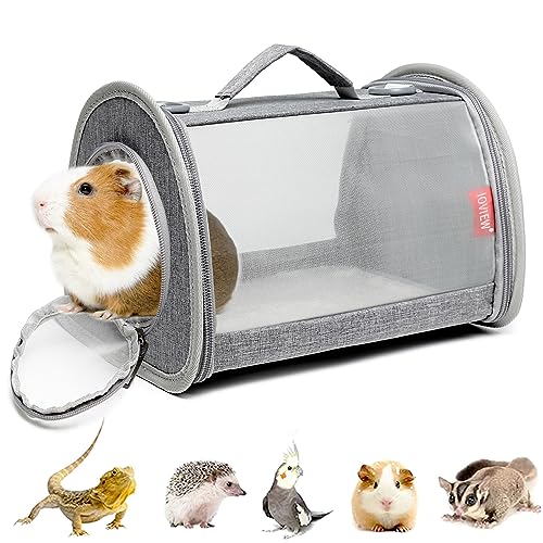 Guinea Pig Carrier Travel Small Animal Carrier Bag Lizard Bird Rabbit Carrier Cage Squirrel Breathable Bag Portable Travel Hamster Small Pet Hangbag (Small, Gray) - color: gray, size: Small