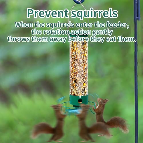 Metal Outdoor Hanging Bird Squirrel Proof Feeder, Equipped with Anti Squirrel Rotating Perch Ring Device, of Tube Bird Feeders On Garden Terraces