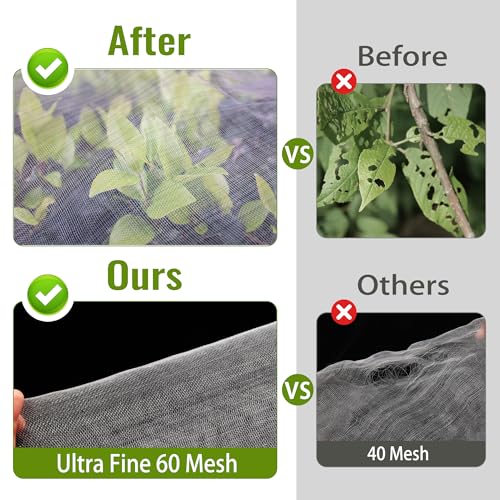 2 Pack Fruit Tree Netting Bags with Zipper and Drawstring, 6 x 6ft Ultra Fine Mesh Garden Netting Plant Cover, Bird Netting for Blueberry Bushes, Fruit Trees, Flowers (Black, 6 x 6 ft) - color: Black, size: 6 x 6 ft