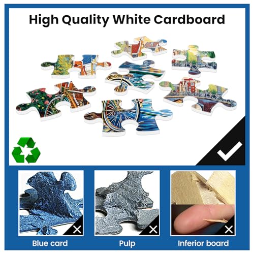 Jigsaw Puzzles 300 Pieces for Adults Bike Puzzles for Kids Ages 8-10 10-12 | River Bridge Town City Scenery Puzzle Games 300 Piece Puzzle Recycled Cardboard Puzzles Educational Toys Gift Family - color: Bike