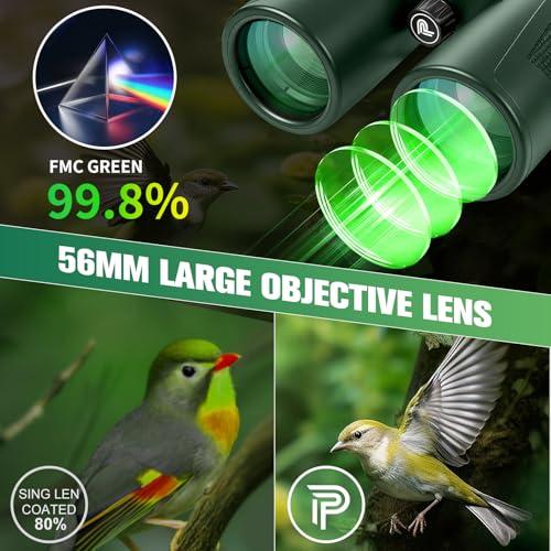 20x55 Binoculars for Adults High Powered,with Phone Adapter | Large View Waterproof Optics with Clear Low Light Vision, Easy Focus for Hunting, Bird Watching, Concerts, Sports - color: Dark green