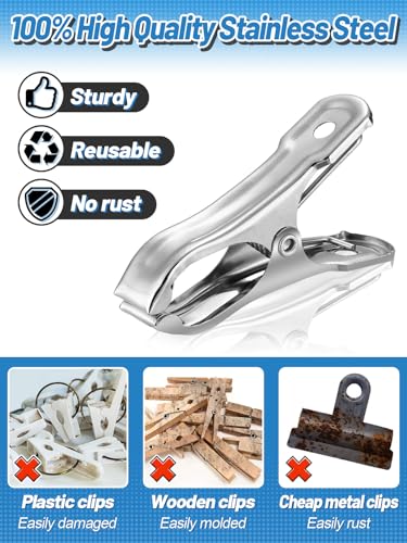 PAMASE 40Pcs Large Open Stainless Steel Garden Clips | 2" Metal Clamps for Greenhouse Hoops, Tight Grip, Fix Plant Cover, Shade Cloth, Netting Tarp, Weatherproof Gardening Supplies - style: 40pcs