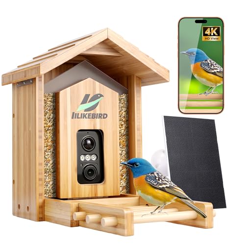 Bamboo Smart Bird Feeder 4K Camera AI ID Solar IP65 1.5L(L)