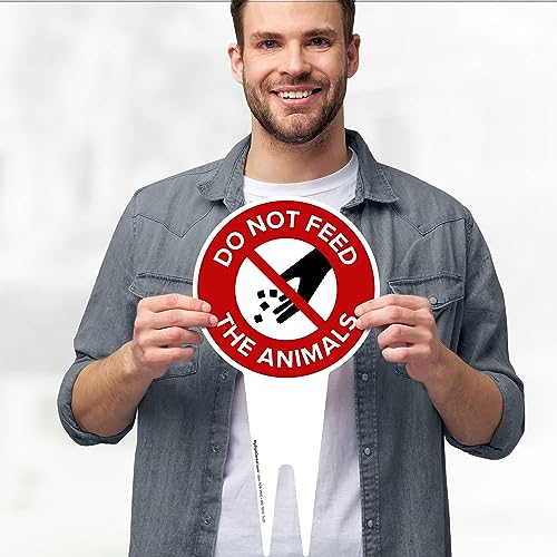 Do Not Feed the Animals Sign, 7"x13", Heavy Duty Integrated Ground Stakes, Indoor/Outdoor Use, Rust Free Aluminum Composite, Made in USA by My Sign center - color: Animals, size: 7"x13"