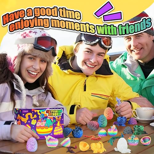 Impossmaker 12pcs 3D Printed Dragon Eggs, Prefilled Easter Dragon Egg with Dragon Toy, Easter Basket Stuffer, Goodie Bag Fillers, Easter Egg Hunt, Unique Easter Basket Gifts for Kids - style: 12P-S1