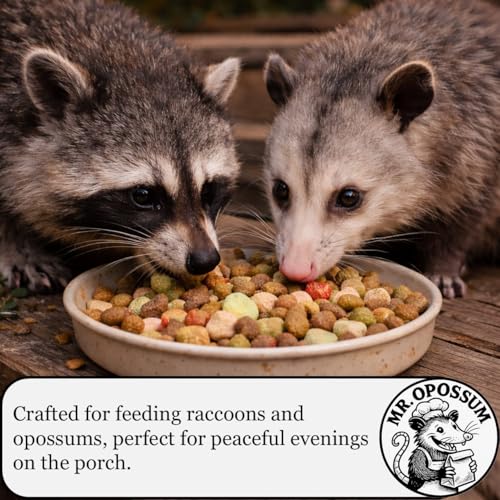 Porch Party Mix™ Raccoon and Opossum Food Wildlife Treat Blend for Backyard Feeding with Marshmallows Beef Chicken Lamb Ocean Fish and Peanut Butter Puffs (9 lb Pail) - size: 9 Pound (Pack of 1)
