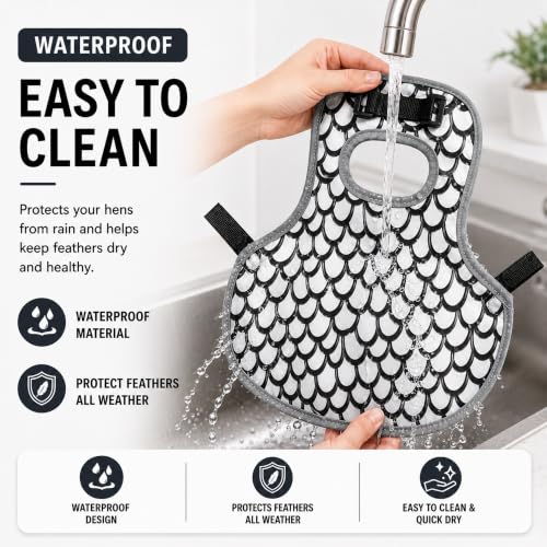 Chicken Saddle for Hens, Adjustable Hen Apron Back Protector for Protection Feather Regrowth, Waterproof Breathable Chicken Clothes with Straps, Apron for Medium to Large Hens Saddle（White） - color: White