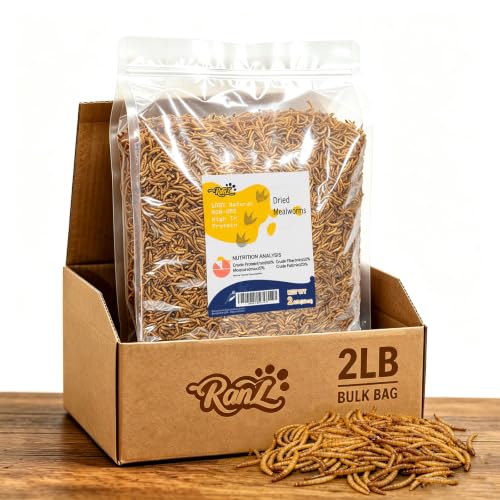RANZ 2LB Dried Mealworms for Chickens & Wild Birds, High Protein Poultry Treat - size: 2 Pound (Pack of 1)