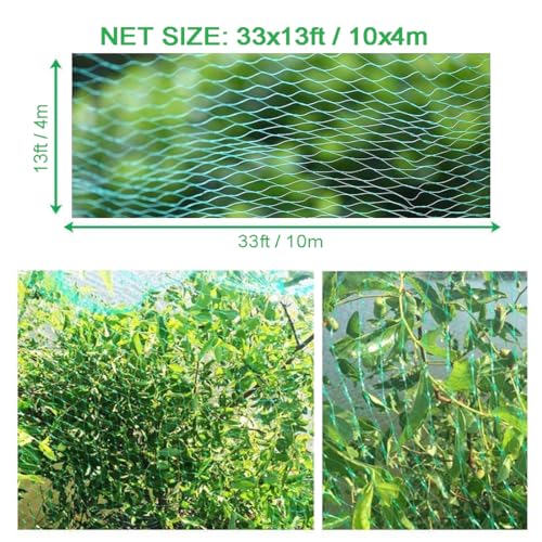 Bird Netting for Garden Protect Vegetable Plants and Fruit Trees, 13x33ft | Garden Netting Mesh for Anti Birds, Deer, Squirrels - size: 13x33ft