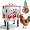 10Gal 55lb Automatic Chicken Feeder, 8 Port No Waste Chicken Feeders Rat-Proof Large Metal Poultry Feeder with Window & Catchment Tray, Adjustable Legs Waterproof Rust-Proof for Coop Outdoors