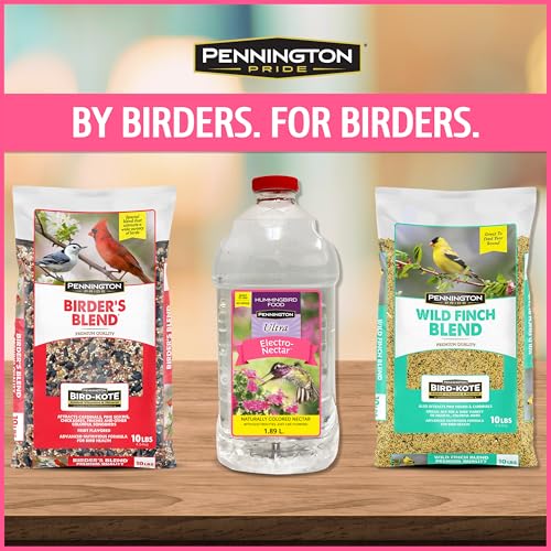 Pennington Electro-Nectar Hummingbird Nectar Ready to Use 64-Oz Bottle | With electrolytes, no added color, naturally clear, humming bird nectar, for bottom fill, top fill and dish feeders