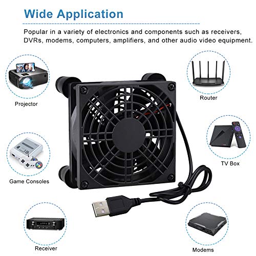 GDSTIME Small 92mm Router Fan Cooler with L/M/H 3 Speed Controller, 5V USB | Brushless DC Case Fans, for Xbox, Modem, Routers, Mini PC, DVR, TV Box Cooling - size: 92mm USB Fan