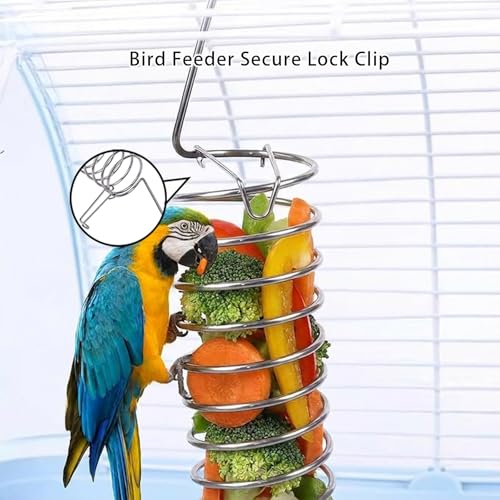 3Pcs Stainless Steel Bird Food Holder Set - Hanging Foraging Basket Cage Accessories, Metal Fruit & Vegetable Feeder for Parrot, Macaw, Cockatoo, Parakeet & Large Birds Cage Toys Gifts