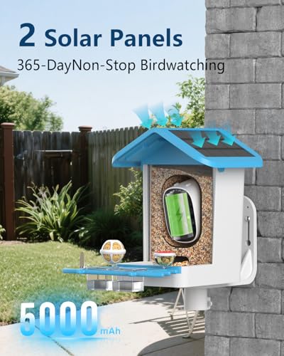Smart Bird Feeder with Camera,2K HD Video, AI Identify Birds Species Solar Powered,Auto Capture Videos & Notify of Birds Arrival,Bird House for Birdwatching,Gift for Parents,BirdLovers