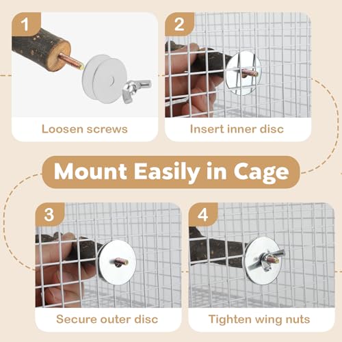 8PCS Bird Perches for Cage Natural Wood Parrot Perch Stand Cage Accessories | Multi-Branch Platform with Fork Toys, Birds Perch Toy for Parakeet Cockatiel Budgie Conures Lovebirds