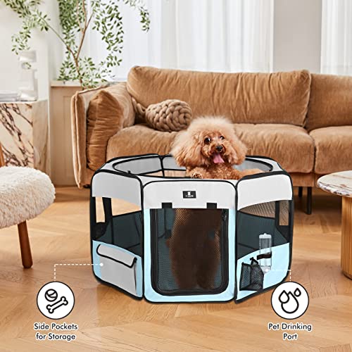 X-ZONE PET Dog Playpen Portable Pet Play Pens for Puppies, Cat, Rabbit, Chicks, Foldable Exercise Play Tent Kennel Crate, Indoor/Outdoor Travel Camping Blue Small - color: Blue, size: Small