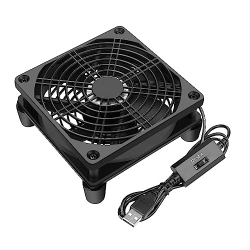 USB Computer Fan Quiet, 5V Powered Fan with Speed Controller for Router Modem Receiver DVR Xbox TV Box Cooling