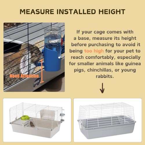 Rabbit Water Bottle, 600ml/21oz Hanging Water Dispenser Feeder Cage Crate Hutch Bunny Puppy Cat Chinchilla Ferret Guinea Pigs Squirrel Hedgehog (Green)