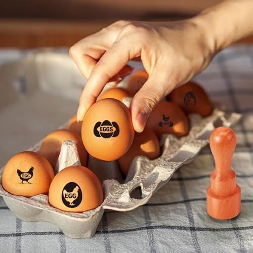 AHANDMAKER 5 Styles Small Wooden Rubber Egg Stamp Mini Chicken Egg Theme Stamp Unique Designs for Easter Egg Decoration DIY Making Scrapbooking Card Stamping Crafting - style: Chicken Egg