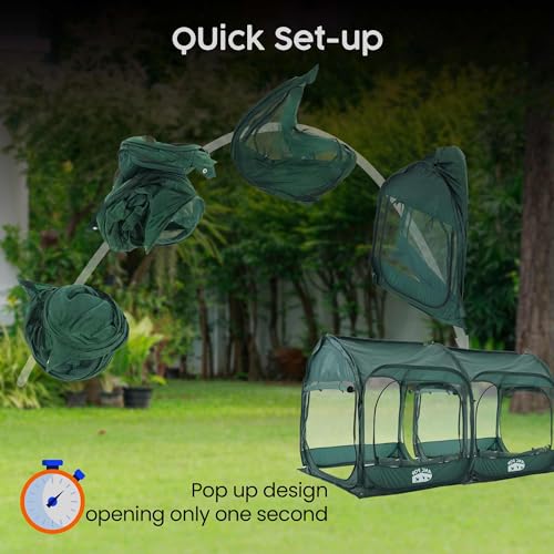 ANC POP 2Pcs Portable Chicken Run, Pop Up Chicken Tent for Small Animals Outdoor Gardening Net with 3 Doors and Handbag, Easy to Install and Storage, Green (80 x 40 x45) - size: 80 x 40 x45"