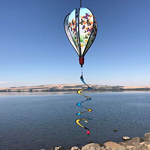 In the Breeze Butterfly Swarm 6-Panel Kinetic Hot Air Balloon Wind Spinner,11" W x 17" H, 26" Tail,1052 - color: Butterfly Swarm