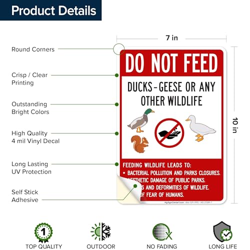 Do Not Feed Ducks Geese Or Any Other Wildlife Sign Sign, 10x7 Inches, 4 Mil Vinyl Decal Stickers Weather Resistant, Made in USA by My Sign Center - size: 7x10 Vinyl Sticker