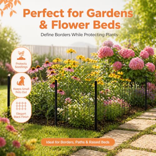 Welded Wire Fence Roll 16GA Black Coated Steel Wire Mesh, Heavy Duty Garden Fencing for Dog Fence, Poultry Enclosure, Vegetable Garden & Flower Border (40 in x 99 ft) - size: 40 in x 99 ft